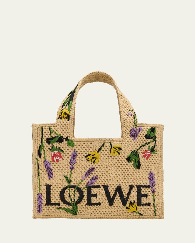 x Paula's Ibiza Small Flower Tote Bag in Raffia